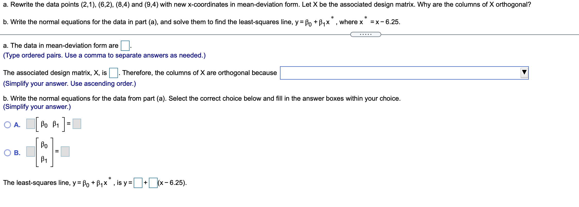 Solved a. Rewrite the data points (2,1), (6,2), (8,4) and | Chegg.com