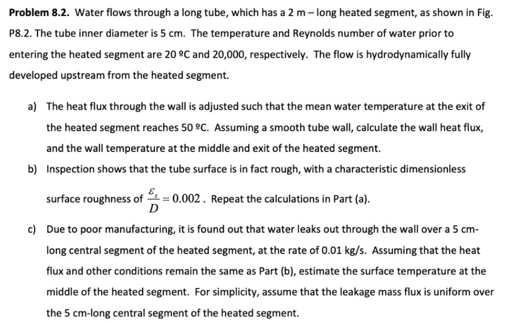 Problem 8.2. Water flows through a long tube, which | Chegg.com