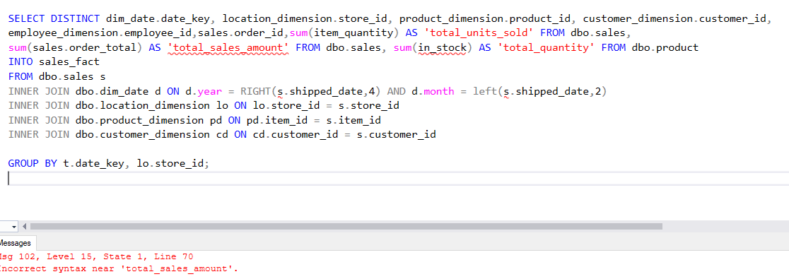 Hi, I am creating a sales fact table in sql server | Chegg.com