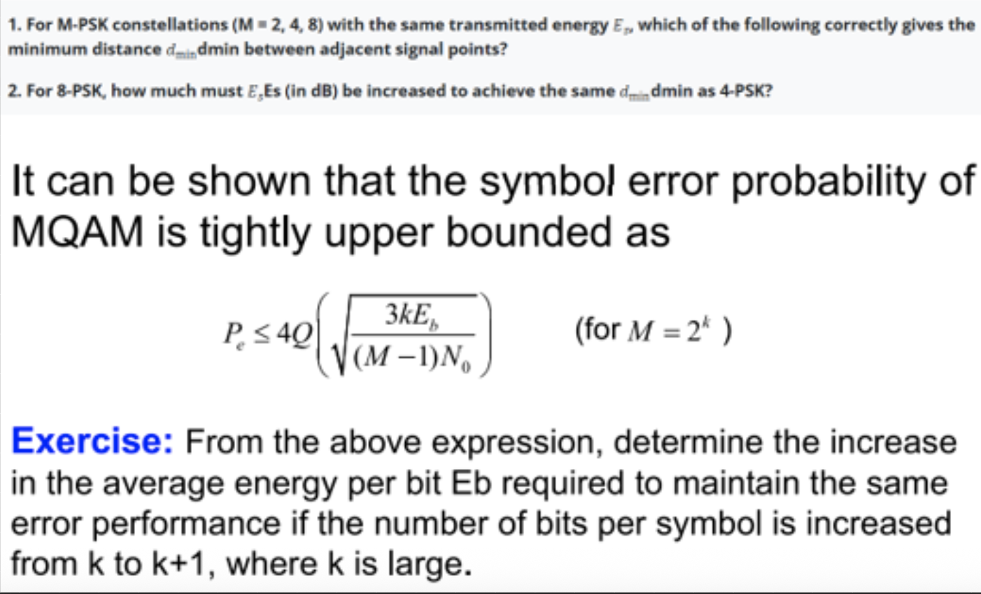 Solved It ﻿can be ﻿shown that the symbol error probability | Chegg.com