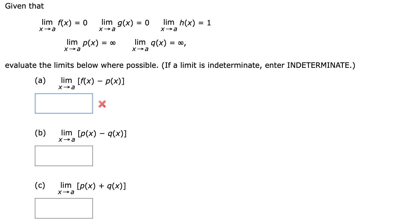 Solved Given That Lim F X 0 Lim G X 0 Lim N X 1 Xa