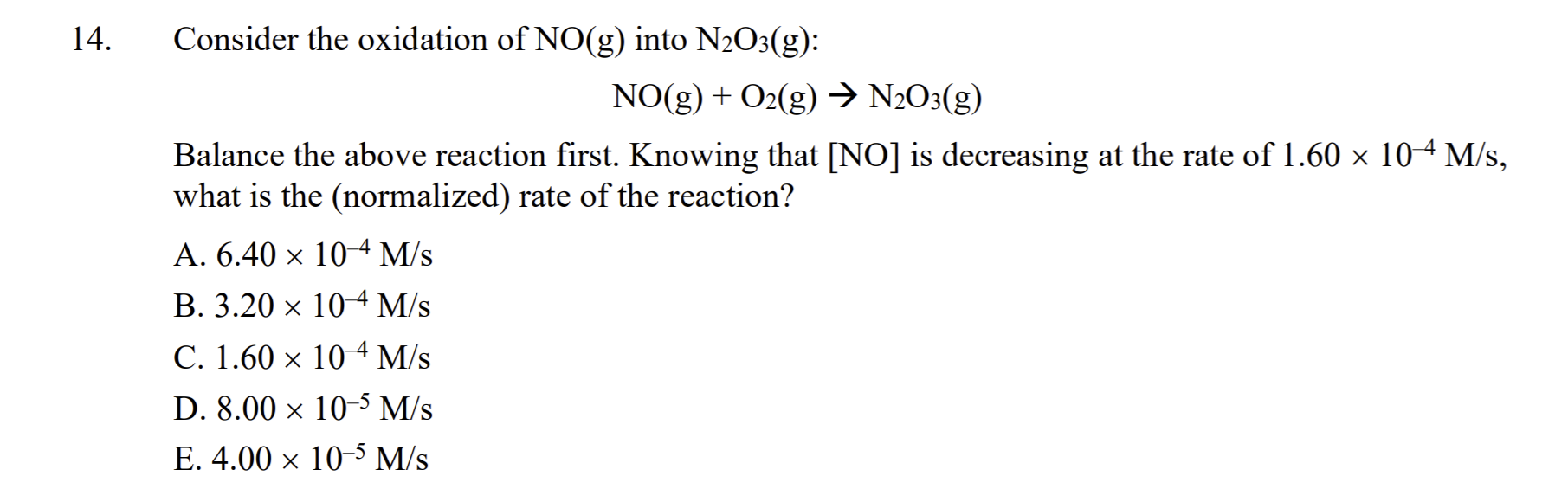 consider the oxidation of no to no2 no(g) 12o2(g)→no2(g)