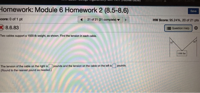 Solved Homework: Module 6 Homework 2 (8.5-8.6) Save core: 0 | Chegg.com