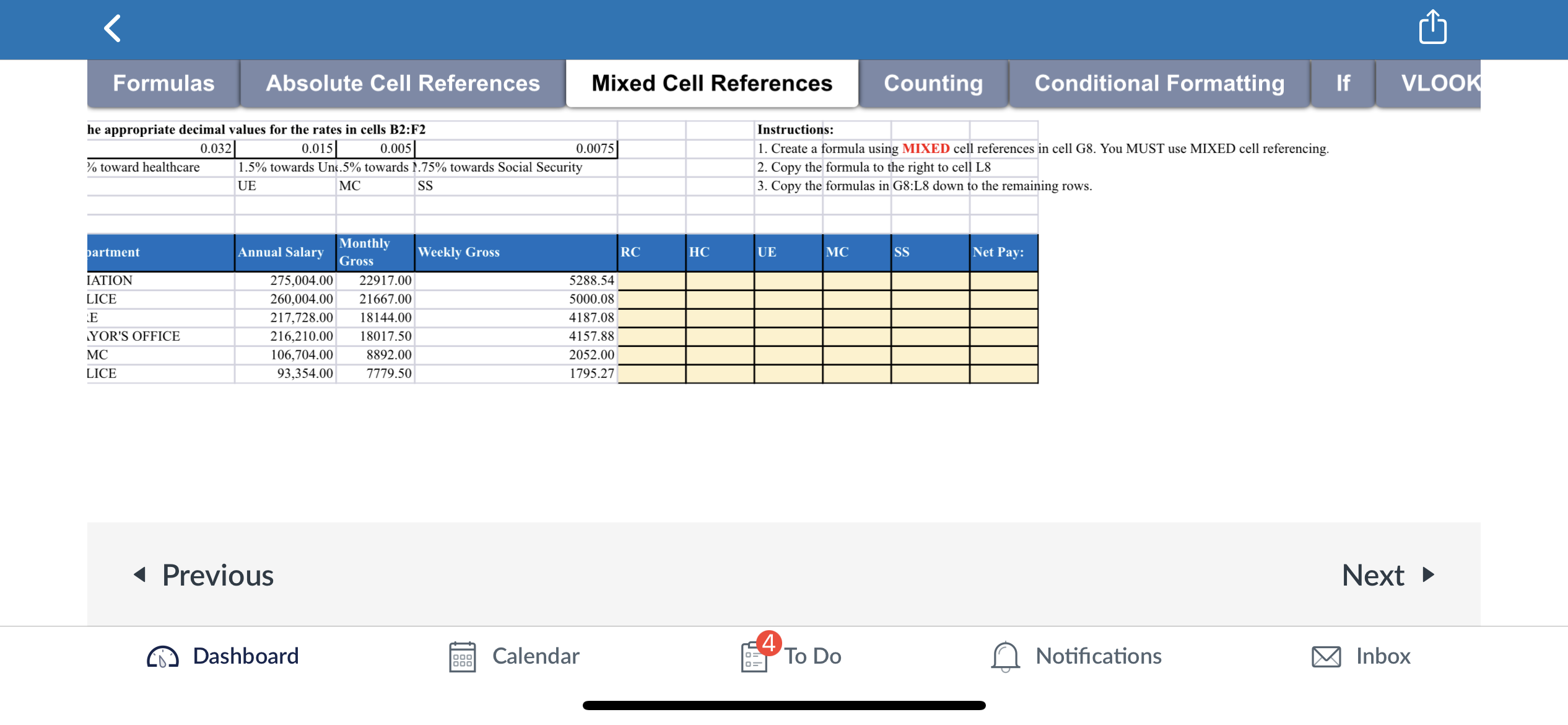 Formulas Absolute Cell References Mixed Cell | Chegg.com