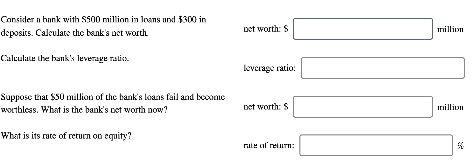Solved Consider A Bank With 500 Million In Loans And 300 Chegg