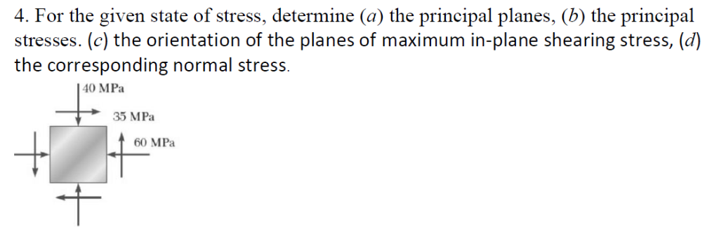 Solved 4. For the given state of stress, determine (a) the | Chegg.com