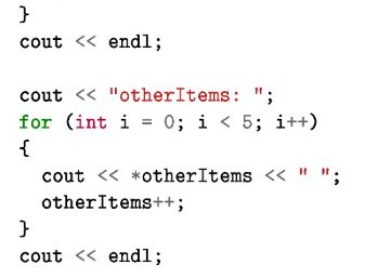 Solved int* my Items = new int [5]; int* other Items = new | Chegg.com