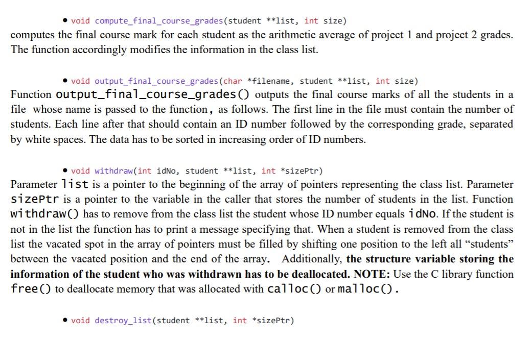 2) [50] Write a program to manage the grades of | Chegg.com