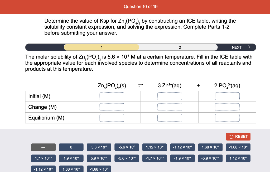 Solved Determine the value of Ksp for Zn3(PO4)2 by | Chegg.com