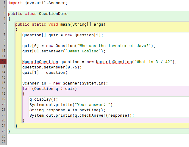 Solved 1. (20 points): Add a class NumericQuestion to the | Chegg.com