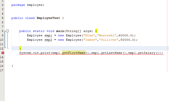 Solved in java, why isn't my employee object created? I get | Chegg.com