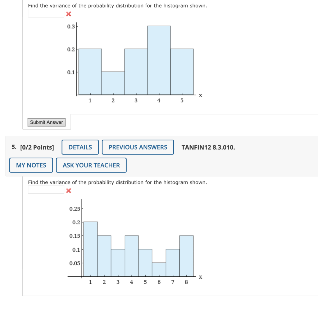 Solved Find the variance of the probability distribution for | Chegg.com