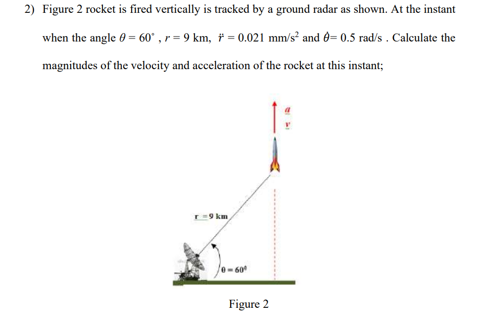 Solved 2) Figure 2 Rocket Is Fired Vertically Is Tracked By | Chegg.com