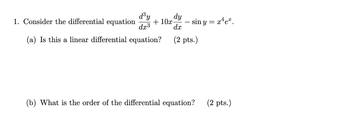 Solved 1. Consider the differential equation | Chegg.com