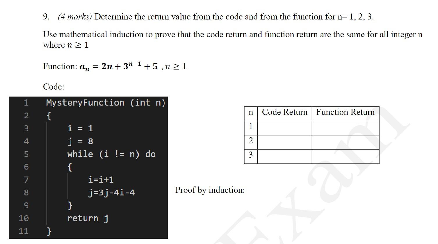 Solved 9. (4 marks) Determine the return value from the code | Chegg.com