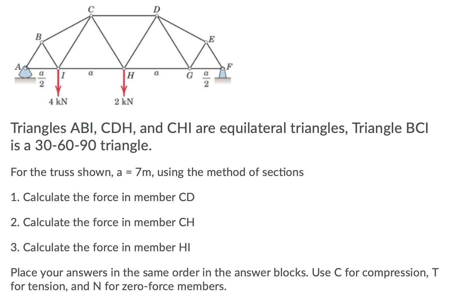 Solved 4 Kn 2 Kn Triangles Abi Cdh And Chi Are Equilateral Chegg Com