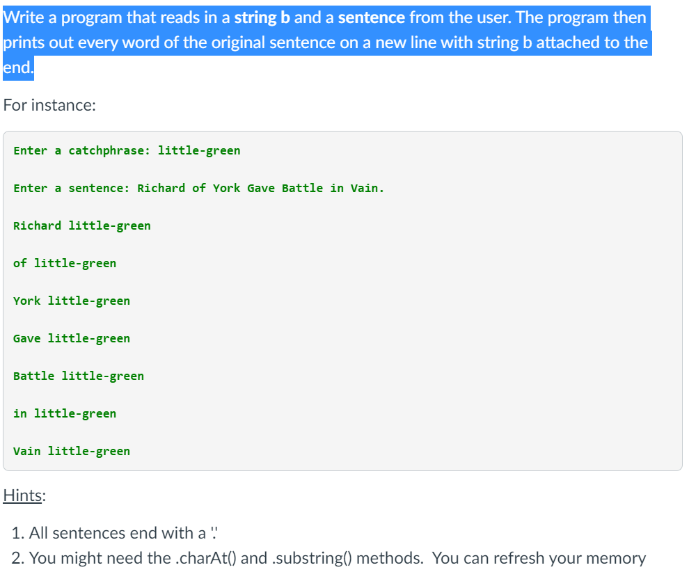 Write a program that reads in a string b and a | Chegg.com