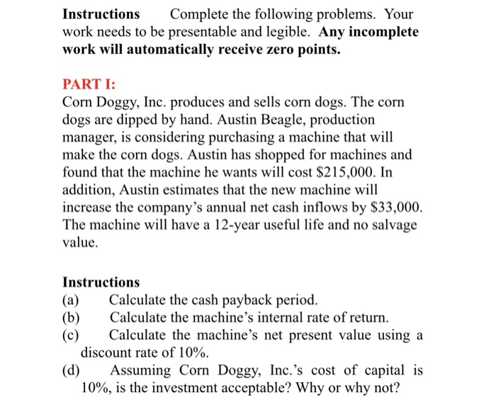 Solved Instructions Complete the following problems. Your | Chegg.com