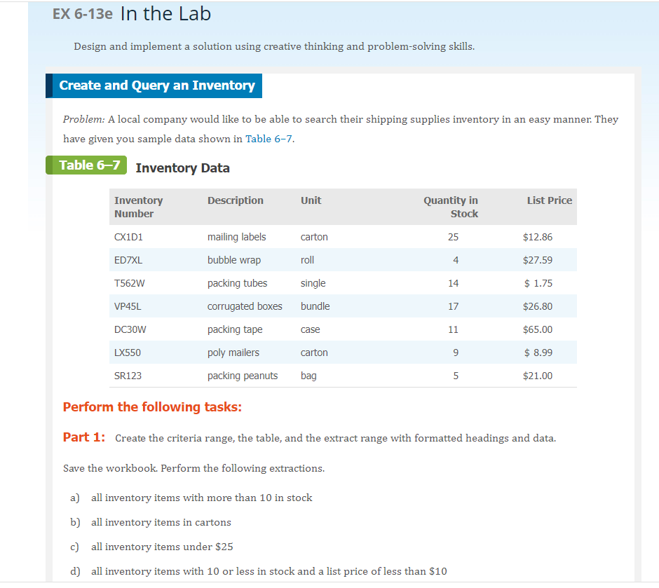 Solved EX 6-13e In the Lab Design and implement a solution | Chegg.com