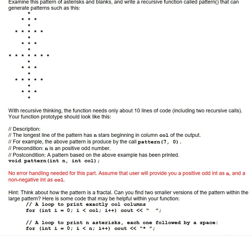 Solved Examine This Pattern Of Asterisks And Blanks, And | Chegg.com