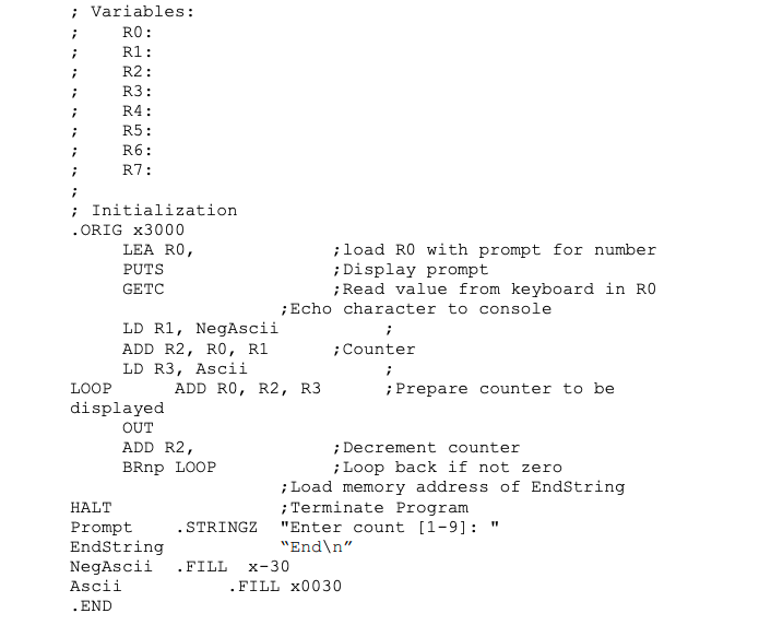 Solved Lc 3 Assembly Language Using The 