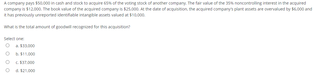 A company pays $50,000 in cash and stock to acquire | Chegg.com