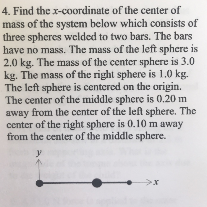 Solved 4. Find the x-coordinate of the center of mass of the | Chegg.com