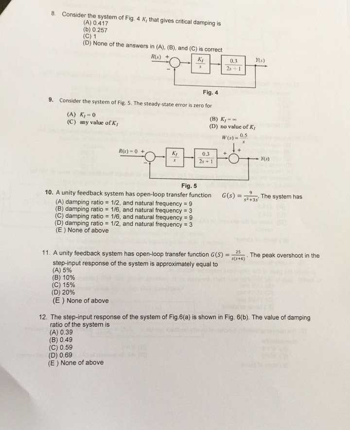 Solved 8. Consider the system of Fig. 4 K, that gives | Chegg.com