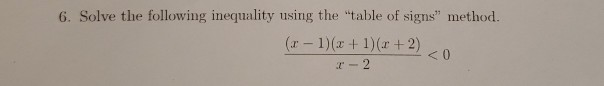 Solved 6. Solve the following inequality using the 