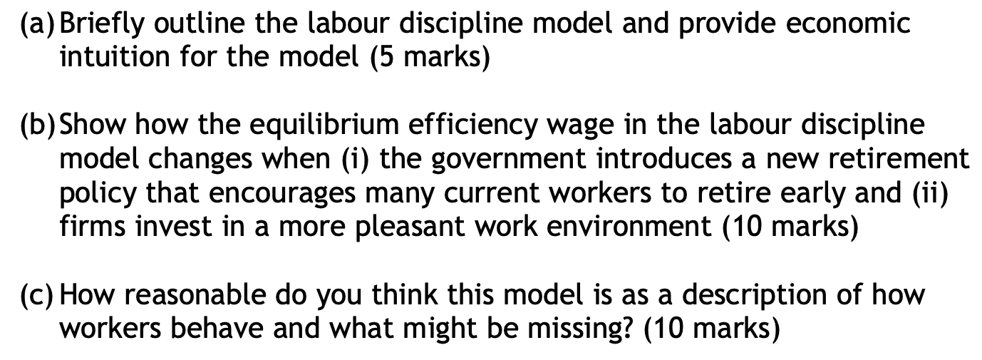 Solved (a) Briefly Outline The Labour Discipline Model And | Chegg.com