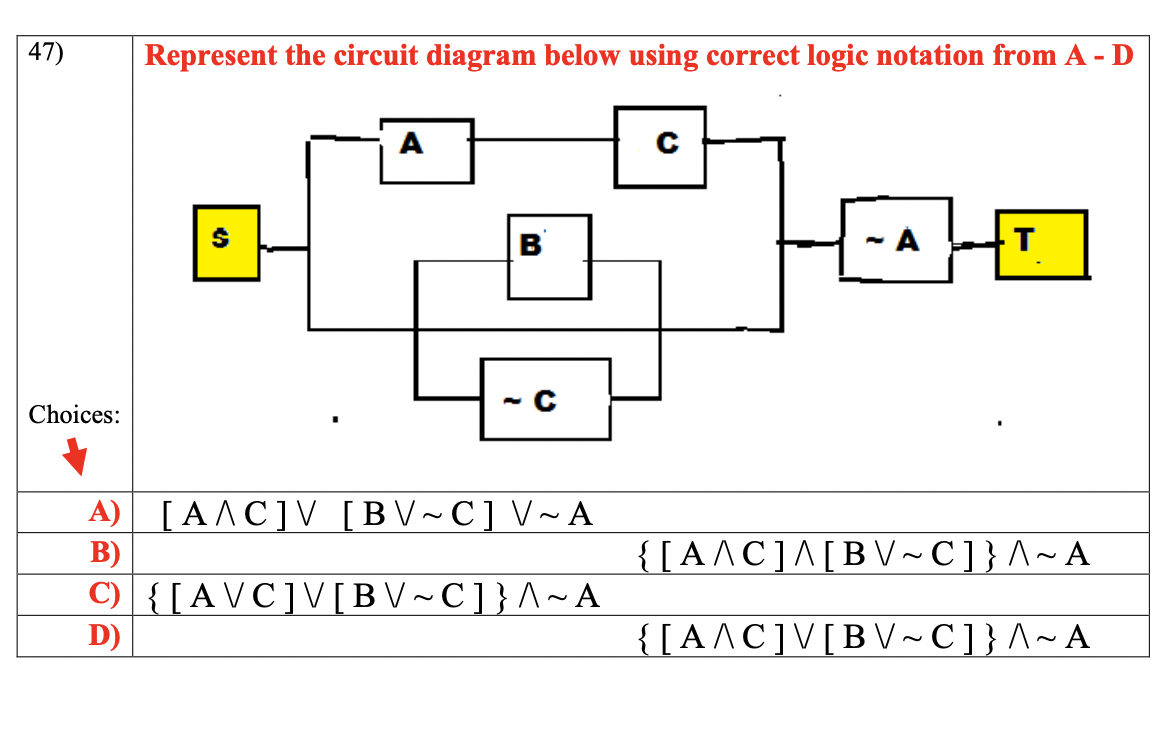 Solved 47) Represent the circuit diagram below using correct | Chegg.com