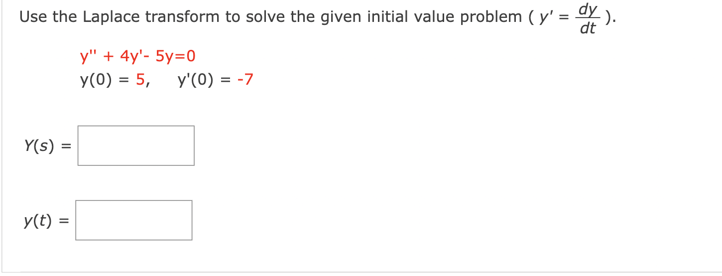 Solved Use The Laplace Transform To Solve The Given Initial | Chegg.com