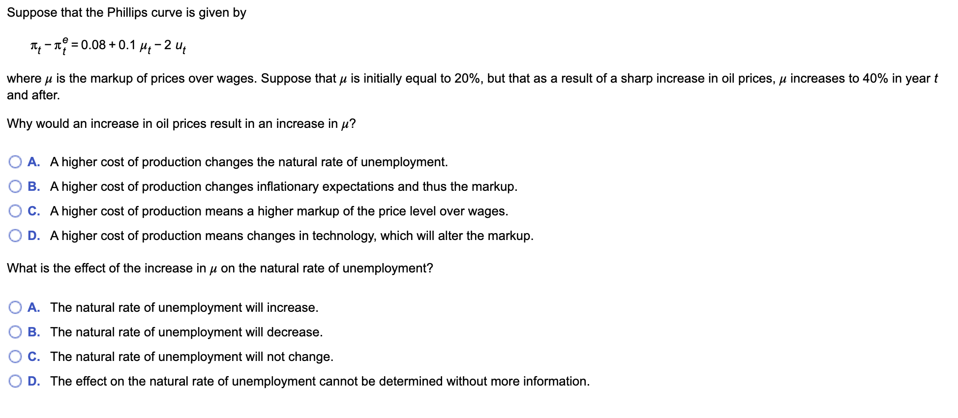 Solved Suppose That The Phillips Curve Is Given By Ty - R = | Chegg.com