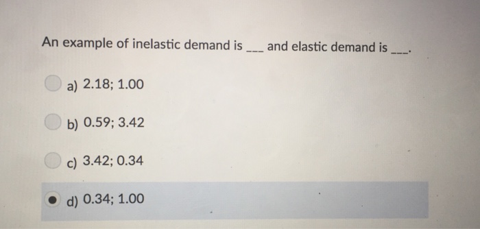 Solved An example of inelastic demand is and elastic demand | Chegg.com