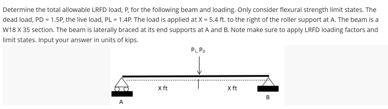 Solved Determine the total allowable LRFD load, P, for the | Chegg.com