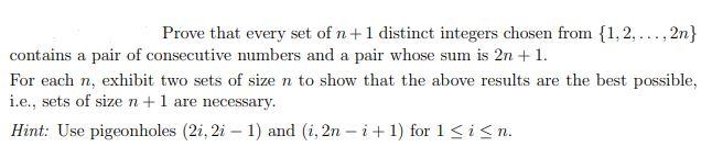 Solved Prove That Every Set Of N + 1 Distinct Integers | Chegg.com