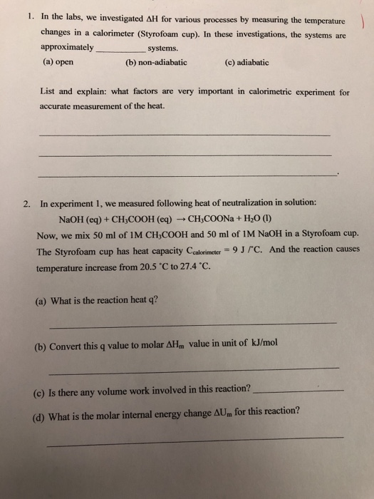 precautions in calorimeter experiment