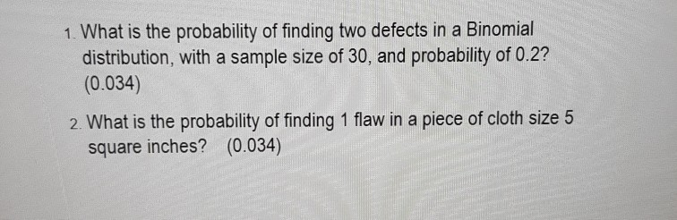 1 What Is The Probability Of Finding Two Defects In Chegg