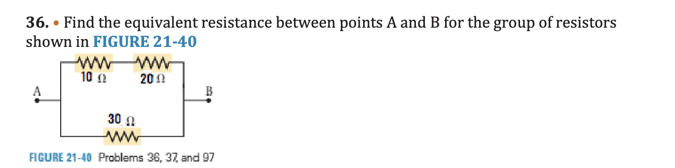 Solved 36. Find The Equivalent Resistance Between Points A | Chegg.com