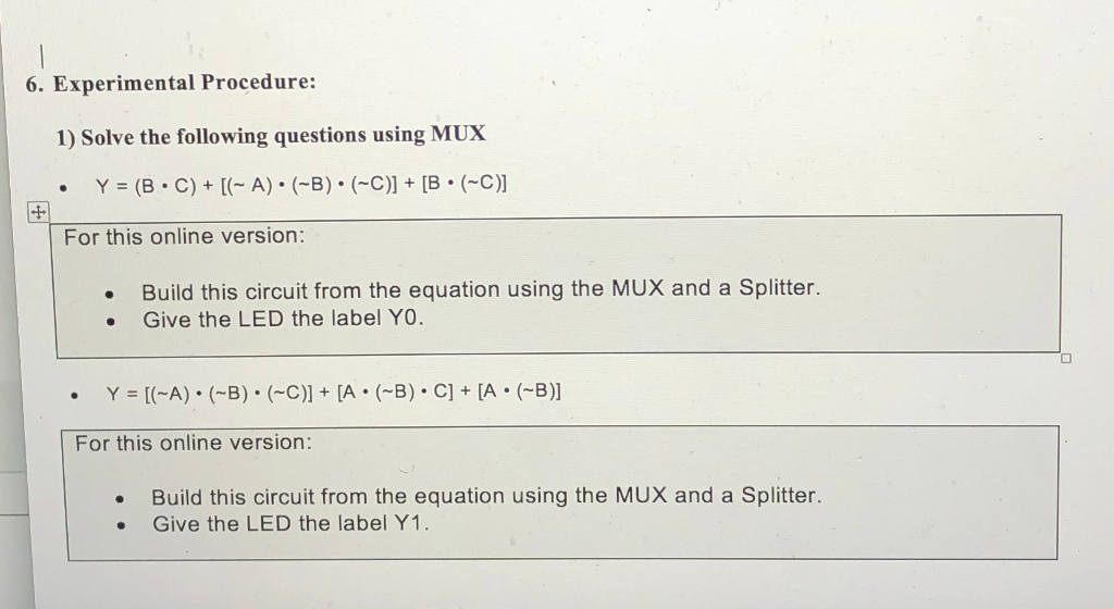 Solved 6. Experimental Procedure: 1) Solve the following | Chegg.com