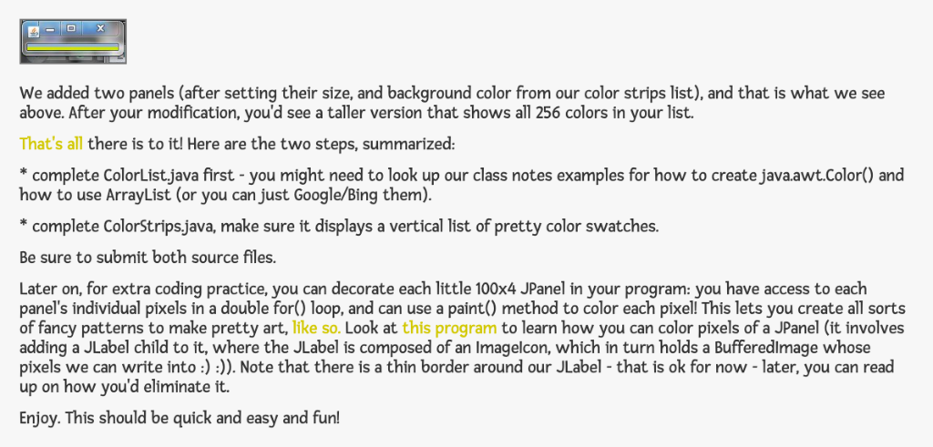 Solved Q. Color strips creation (15 points) Let's start with | Chegg.com