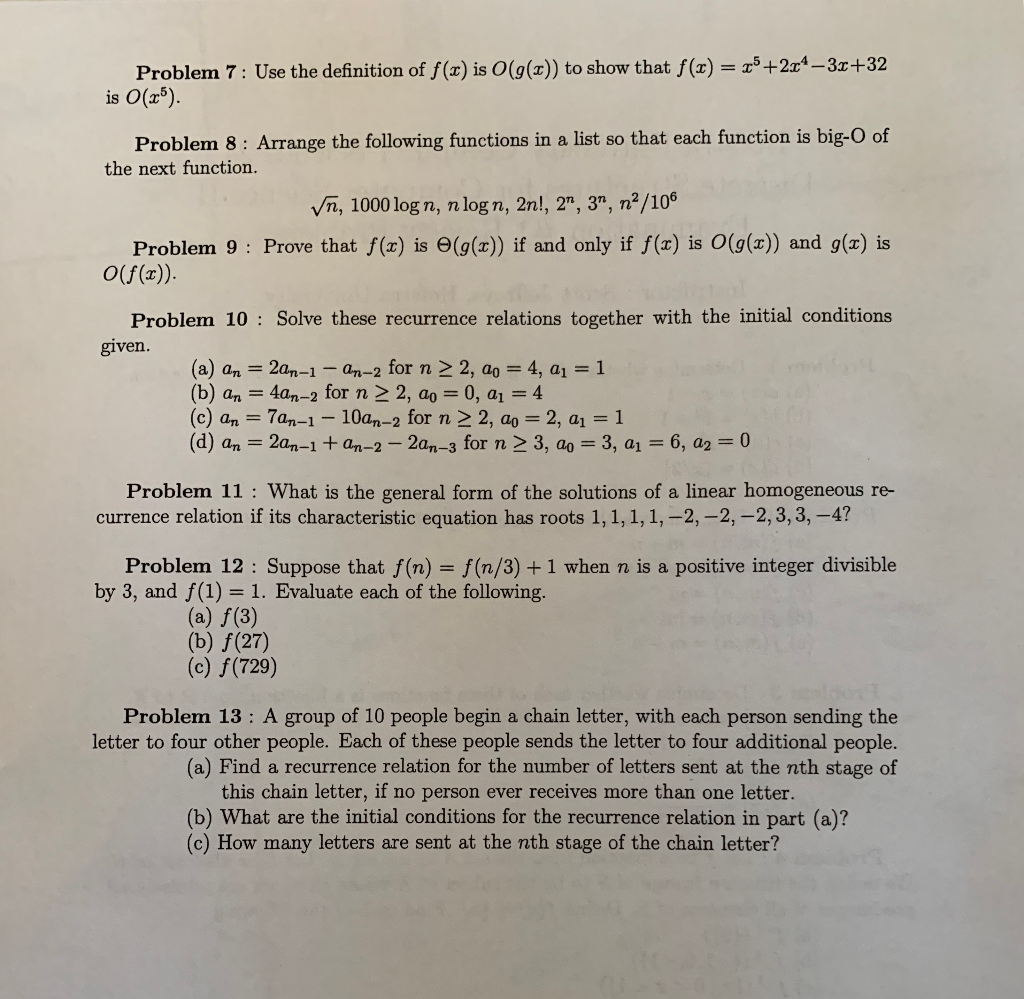 Solved Problem 1 Determine Whether Each Of These Functio Chegg Com