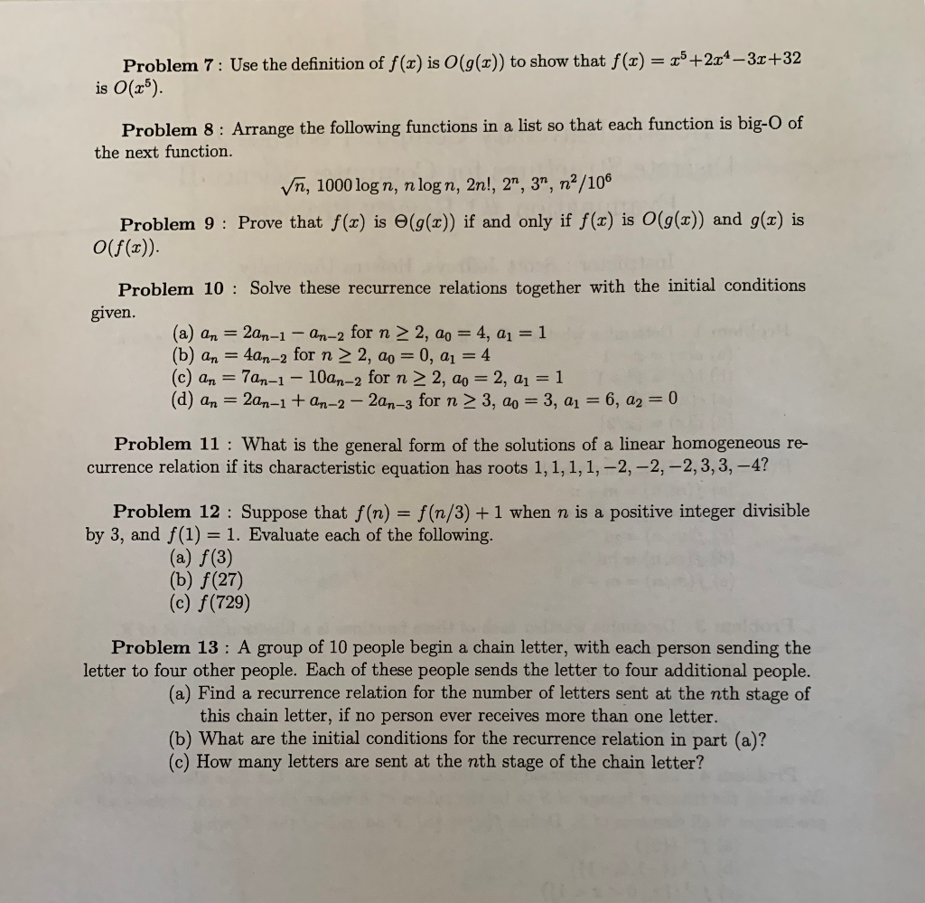 Solved Problem 1 Determine Whether Each Of These Functions 6880