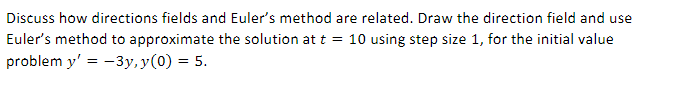 Solved Discuss how directions fields and Euler's method are | Chegg.com