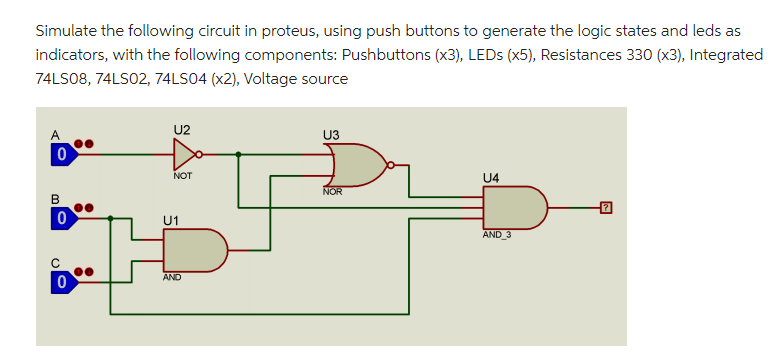 So many extract yours Solved Simulate the following circuit in proteus, using push | Chegg.com