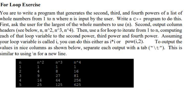 Solved For Loop Exercise You Are To Write A Program That | Chegg.com