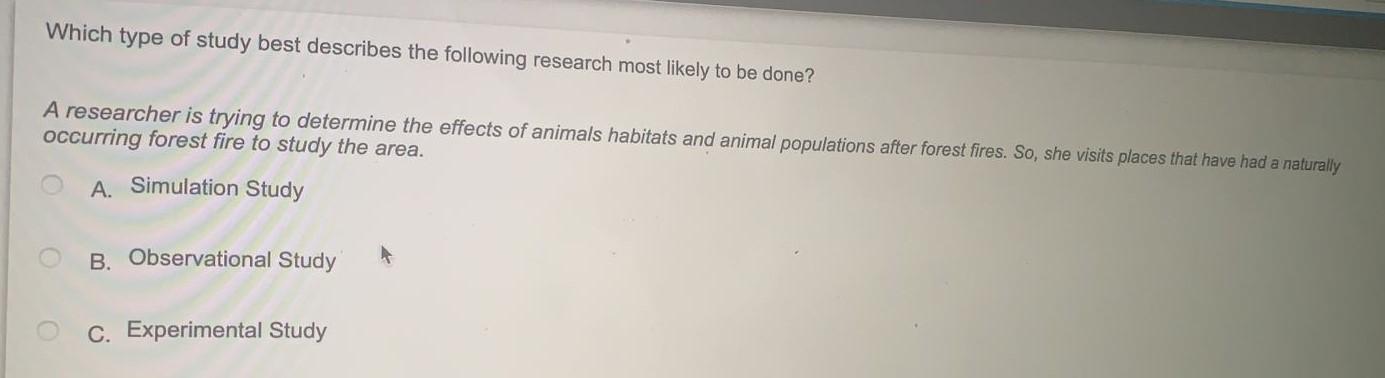 Solved Which type of study best describes the following | Chegg.com