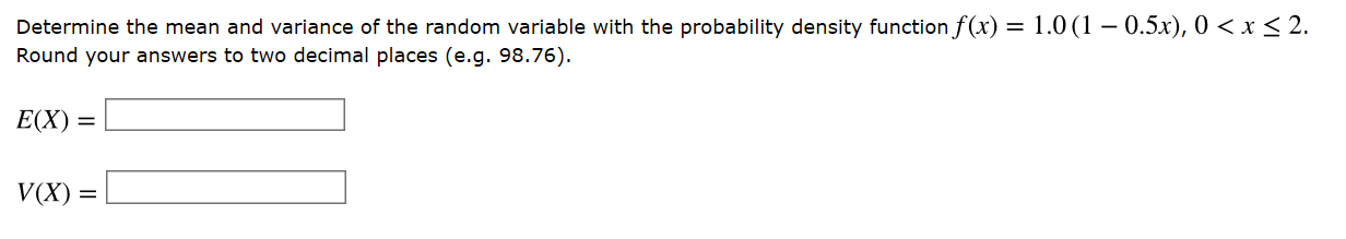Solved Determine the mean and variance of the random | Chegg.com