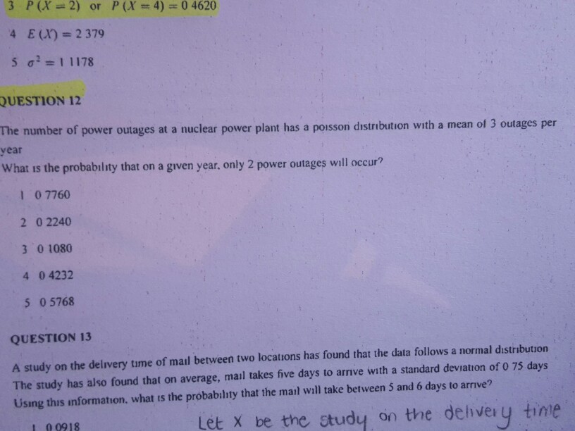 Solved E() 2 379 QUESTION 12 The number of power outages at | Chegg.com
