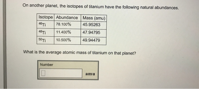 Solved On another planet, the isotopes of titanium have the | Chegg.com